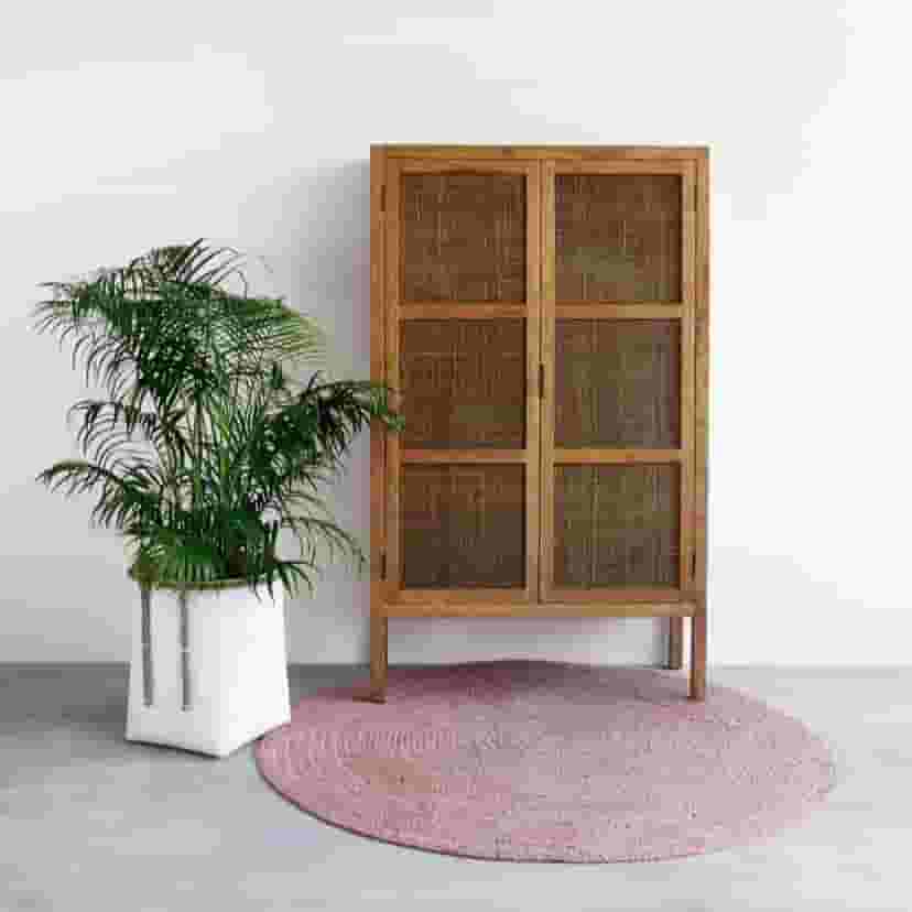 Adore Mehul Storage Cabinet in Solid Wood & Rattan Mesh 