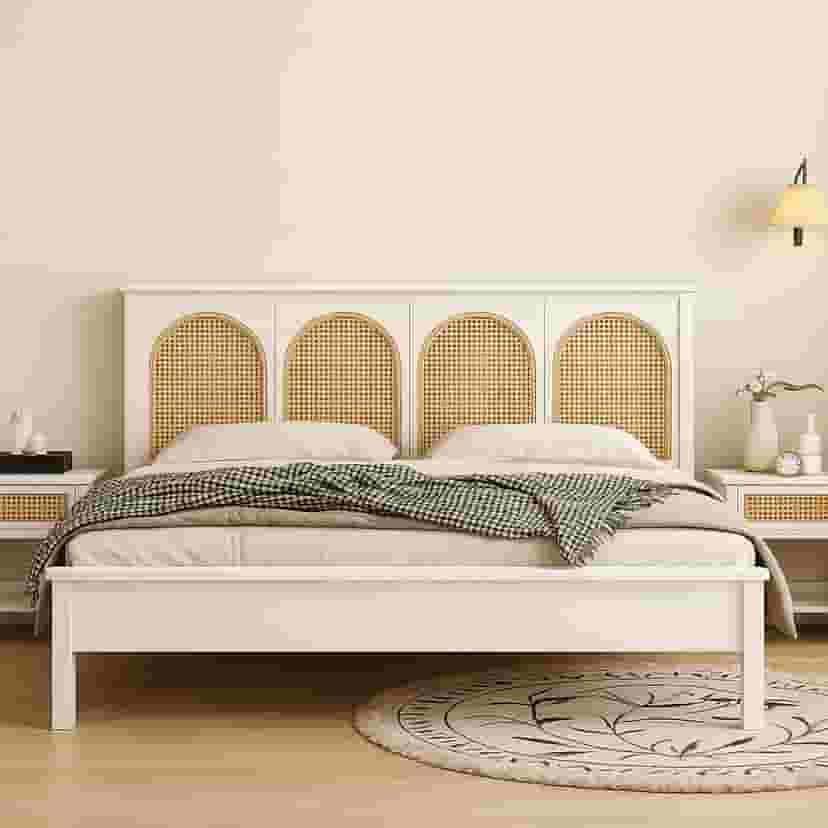 Adore Rattan Arch Bed King Size Non storage 