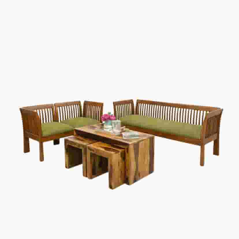 Adore Solid Sheesham Wood 5 Seater Sofa Set