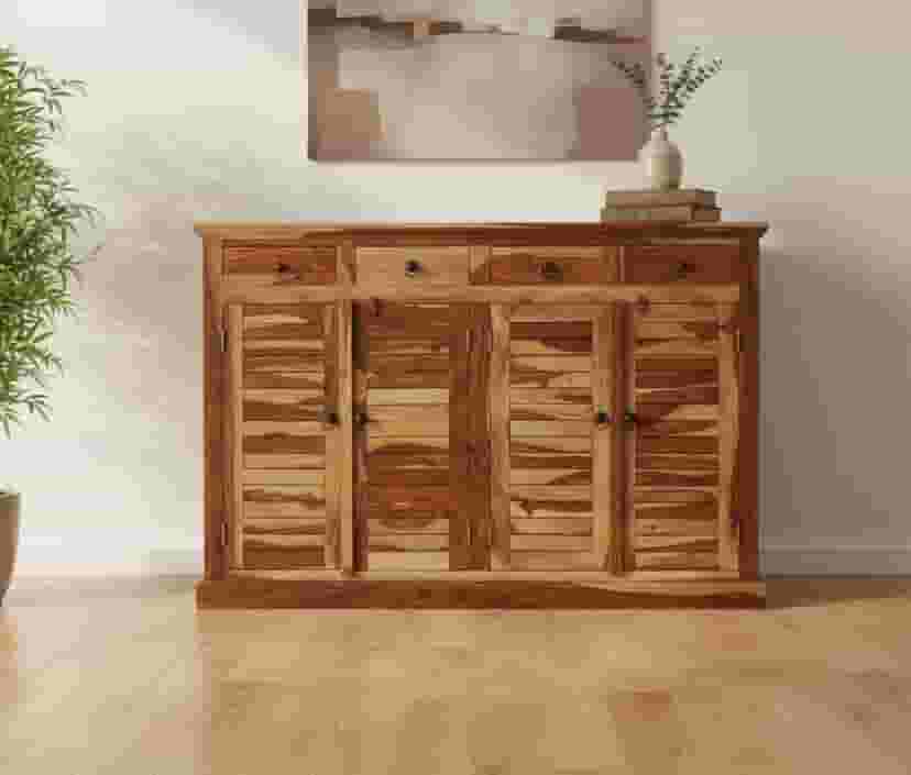 Adore Shoe Rack With 4 Drawers And 4 Doors In Solid Sheesham Wood