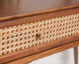 Adore Solid-Wood Study Laptop Table With Two Rattan Drawer 