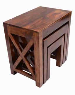 Adore Nesting Stool Set in Solid Wood 