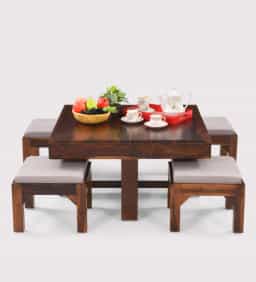 Adore Mahira Coffee Table Set with 4 Cushion Stools 