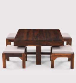 Adore Mahira Coffee Table Set with 4 Cushion Stools 