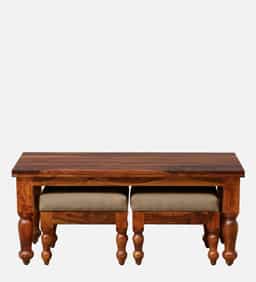 Adore Coffee Table with 2 Stools in Solid Sheesham wood 