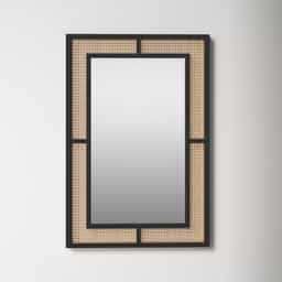 Adore Diva Mirror Frame in Solid Wood & Rattan Mesh 