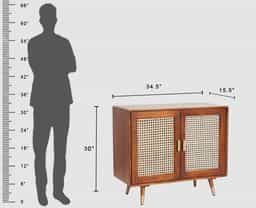 Adore Rattan Cane Cabinet in Solid Mango Wood 