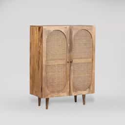 Adore Boho Rattan Cabinet in Solid Mango Wood 