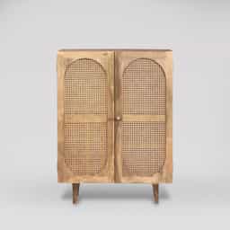 Adore Boho Rattan Cabinet in Solid Mango Wood 