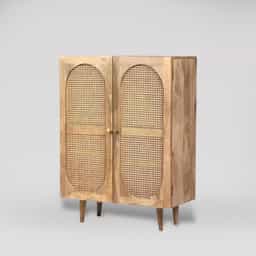 Adore Boho Rattan Cabinet in Solid Mango Wood 