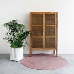 Adore Mehul Storage Cabinet in Solid Wood & Rattan Mesh 