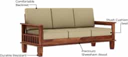 Adore Solid Sheesham Wood 3 Seater Sofa 