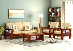 Adore Eli 3+1+1 Sofa set in Solid Sheesham Wood 