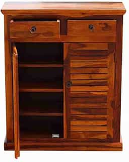 Adore 2 Door Shoe Rack With 2 Drawers In Solid Sheesham Wood 