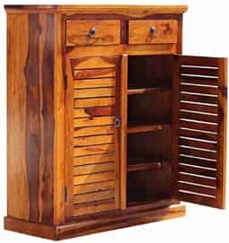 Adore 2 Door Shoe Rack With 2 Drawers In Solid Sheesham Wood 