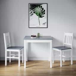 Adore 2 Seater Dining Set in Grey & White Deco Solid Wood