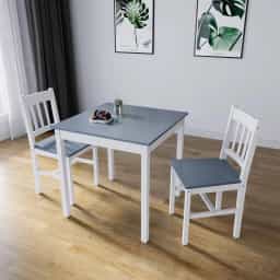 Adore 2 Seater Dining Set in Grey & White Deco Solid Wood