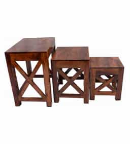 Adore Nesting Stool Set in Solid Wood 