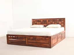 Adore Solid Woodraw Bed With Front Trolley King Size 