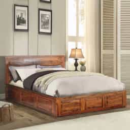 Adore Adhir Solid Sheesham Wood King Size Front Trolley bed 