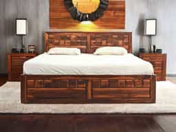 Adore Solid Woodraw Bed With Front Trolley King Size 