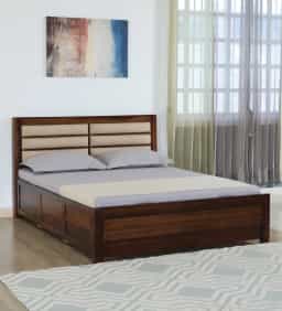 Adore Mehul Box Storage Bed Solid Wood Queen Size 
