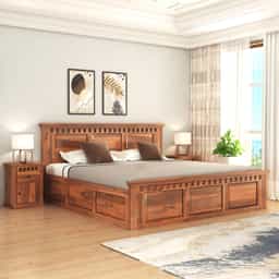 Adore Rosewood Kuber King Size Bed With Box Storage 