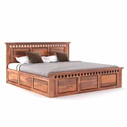 Adore Rosewood Kuber King Size Bed With Box Storage 