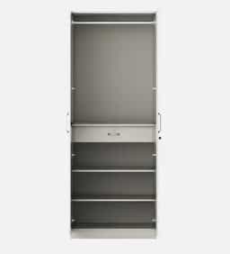 Adore 2 Door Wardrobe with Big Drawer and 2 Shelves in Glossy white finish