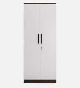 Adore 2 Door Compact Wardrobe in walnut & gloss white finish 
