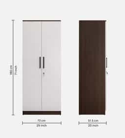 Adore 2 Door Compact Wardrobe in walnut & gloss white finish 