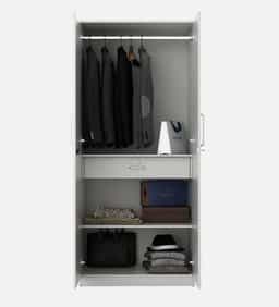 Adore 2 Door Wardrobe With Drawer and Single Shelf In Glossy white finish 