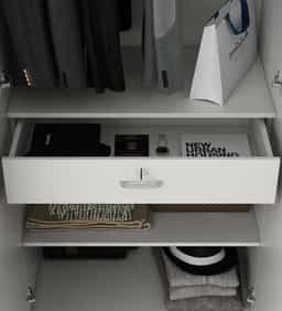 Adore 2 Door Wardrobe With Drawer and Single Shelf In Glossy white finish 