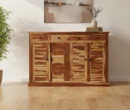 Adore Shoe Rack With 4 Drawers And 4 Doors In Solid Sheesham Wood