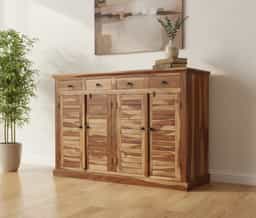 Adore Shoe Rack With 4 Drawers And 4 Doors In Solid Sheesham Wood