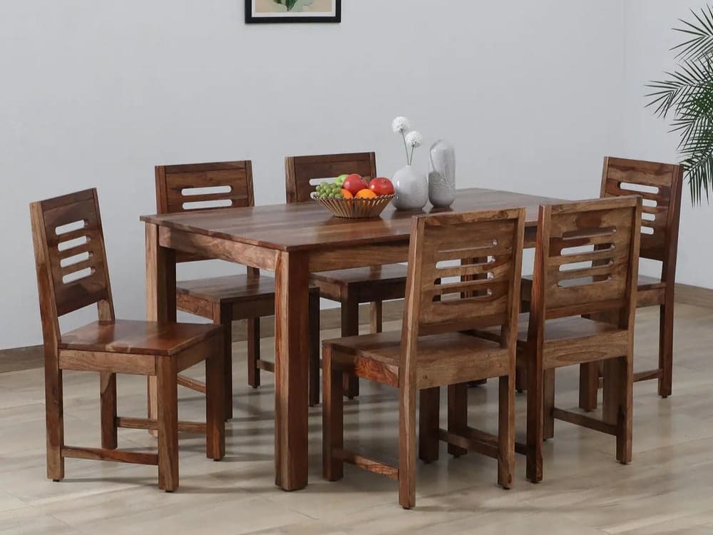 Adore Urban cut 6 Seater Dining Table Set in Solid Sheesham Wood 