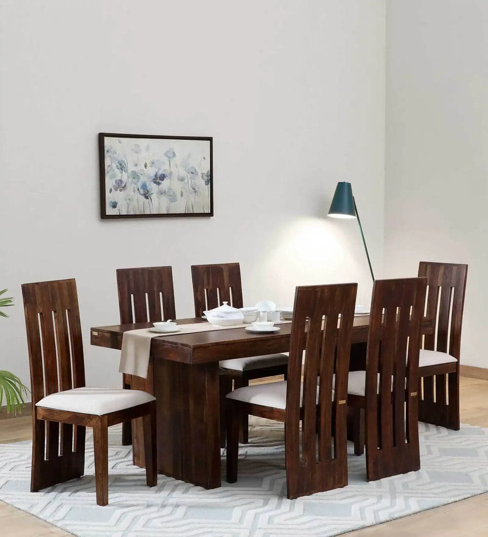 Adore 6 Seater Poster Dining Set in Solid Sheesham Wood 