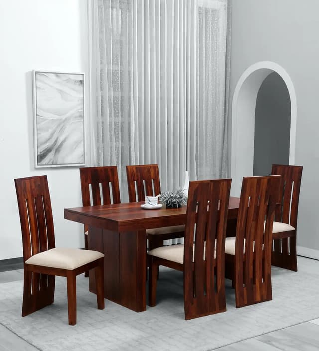 Adore 6 Seater Poster Dining Set in Solid Sheesham Wood 