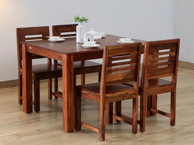 Adore Urban-Cut  4 Seater Dining Set in Solid Sheesham Wood