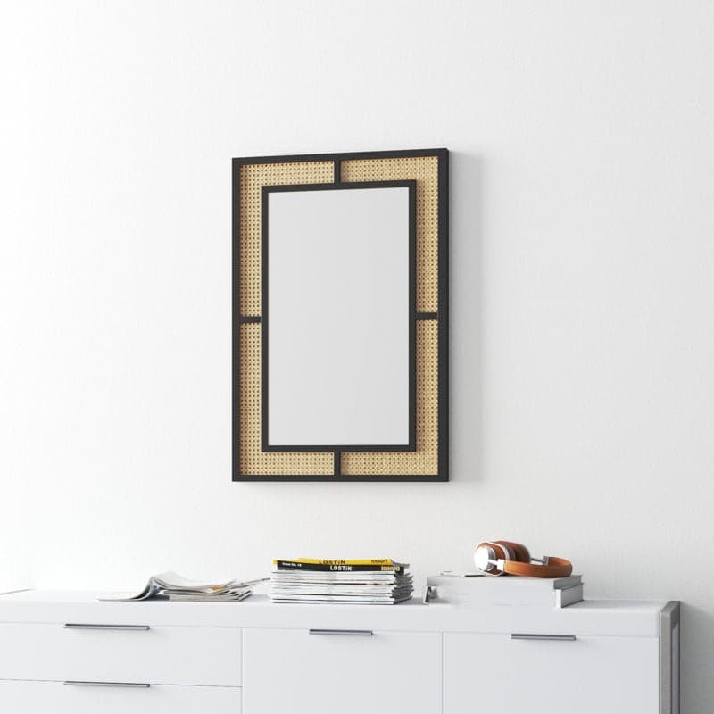 Adore Diva Mirror Frame in Solid Wood & Rattan Mesh 