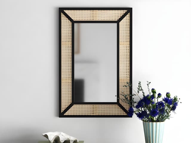 Adore Rattan Mirror Frame in Solid Wood 