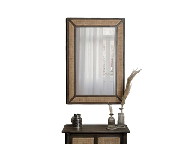 Adore Grey Rattan Cane Mirror frame in Solid Wood