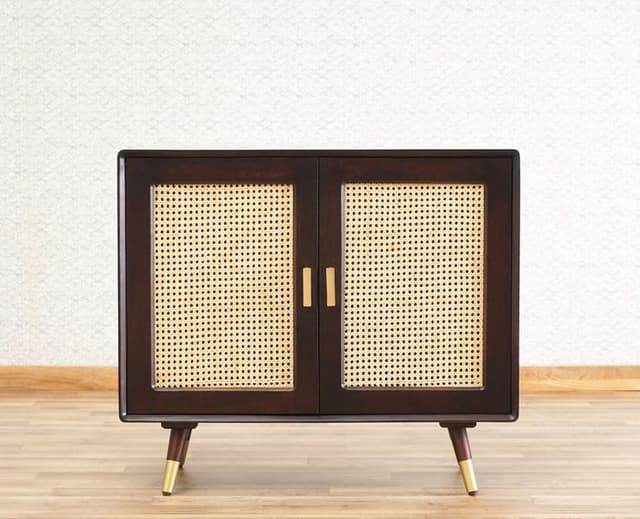 Adore Rattan Cane Cabinet in Solid Mango Wood 