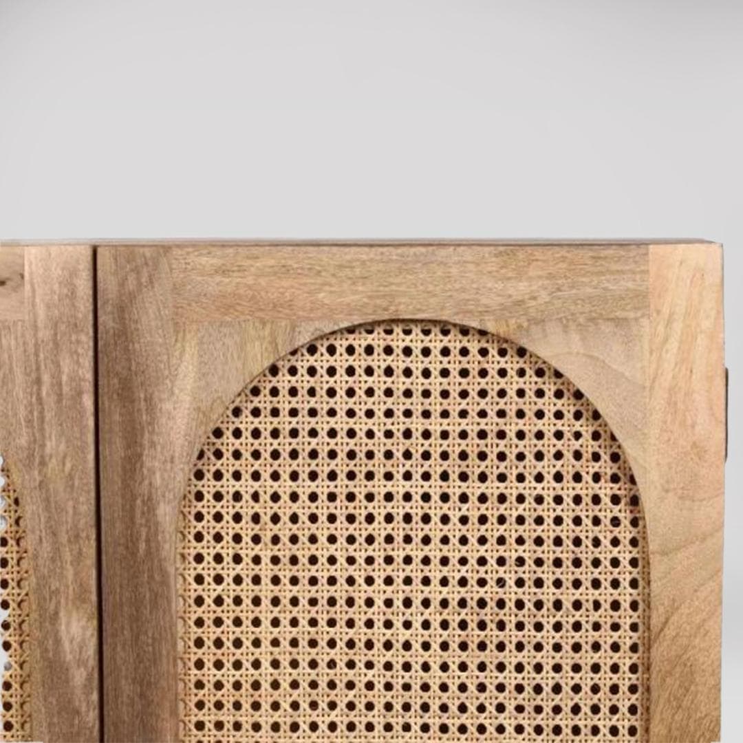 Adore Boho Rattan Cabinet in Solid Mango Wood 