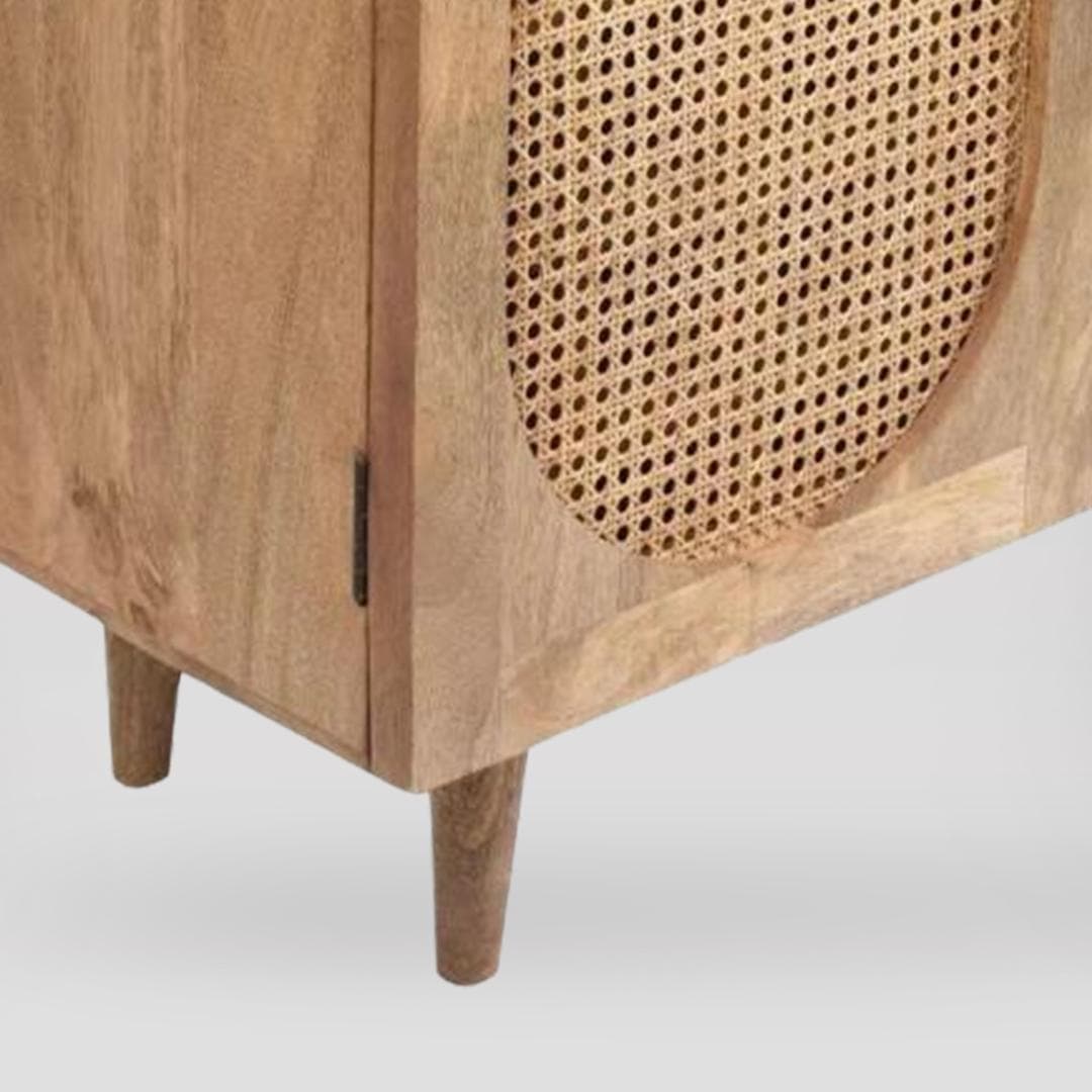 Adore Boho Rattan Cabinet in Solid Mango Wood 