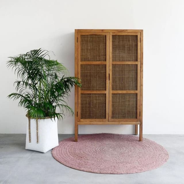 Adore Mehul Storage Cabinet in Solid Wood & Rattan Mesh 