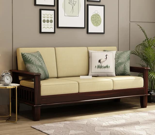 Adore Solid Sheesham Wood 3 Seater Sofa 