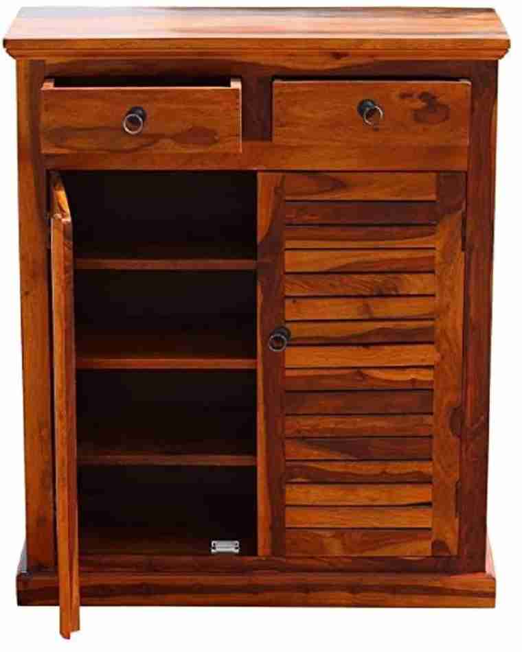 Adore 2 Door Shoe Rack With 2 Drawers In Solid Sheesham Wood 