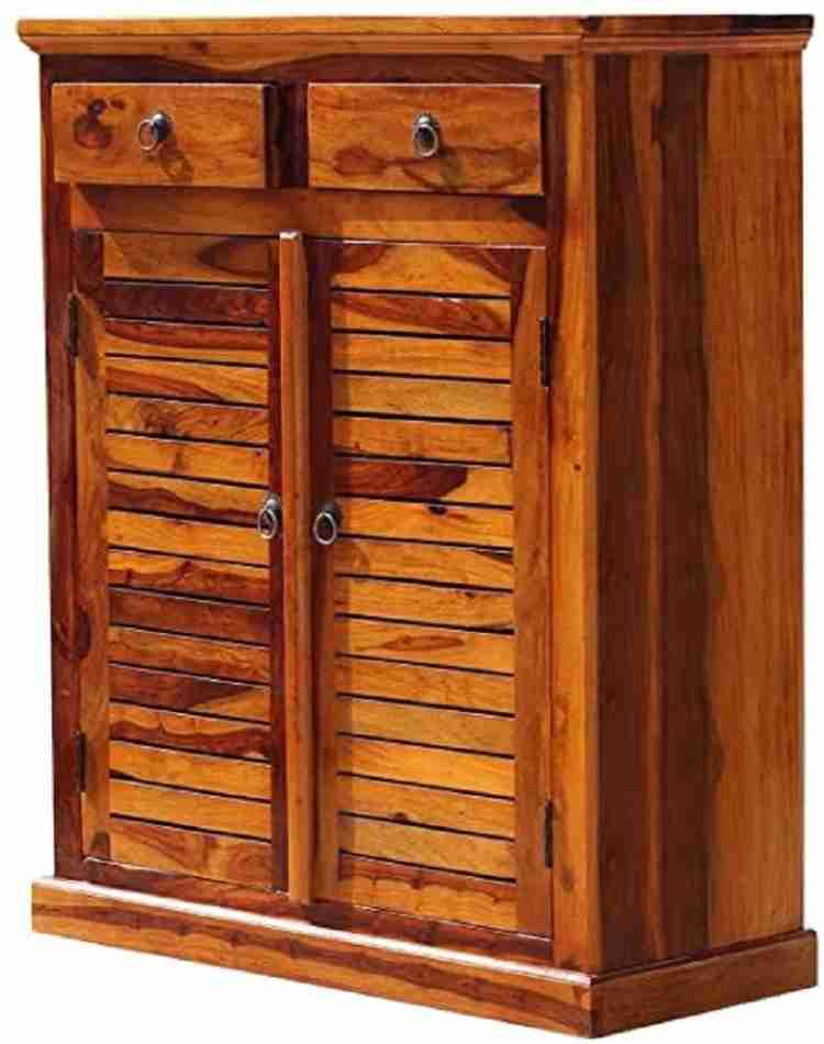 Adore 2 Door Shoe Rack With 2 Drawers In Solid Sheesham Wood 