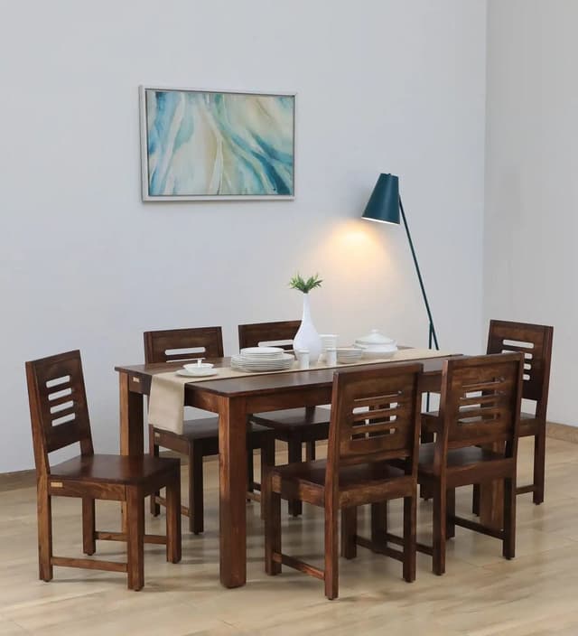 Adore Urban cut 6 Seater Dining Table Set in Solid Sheesham Wood 